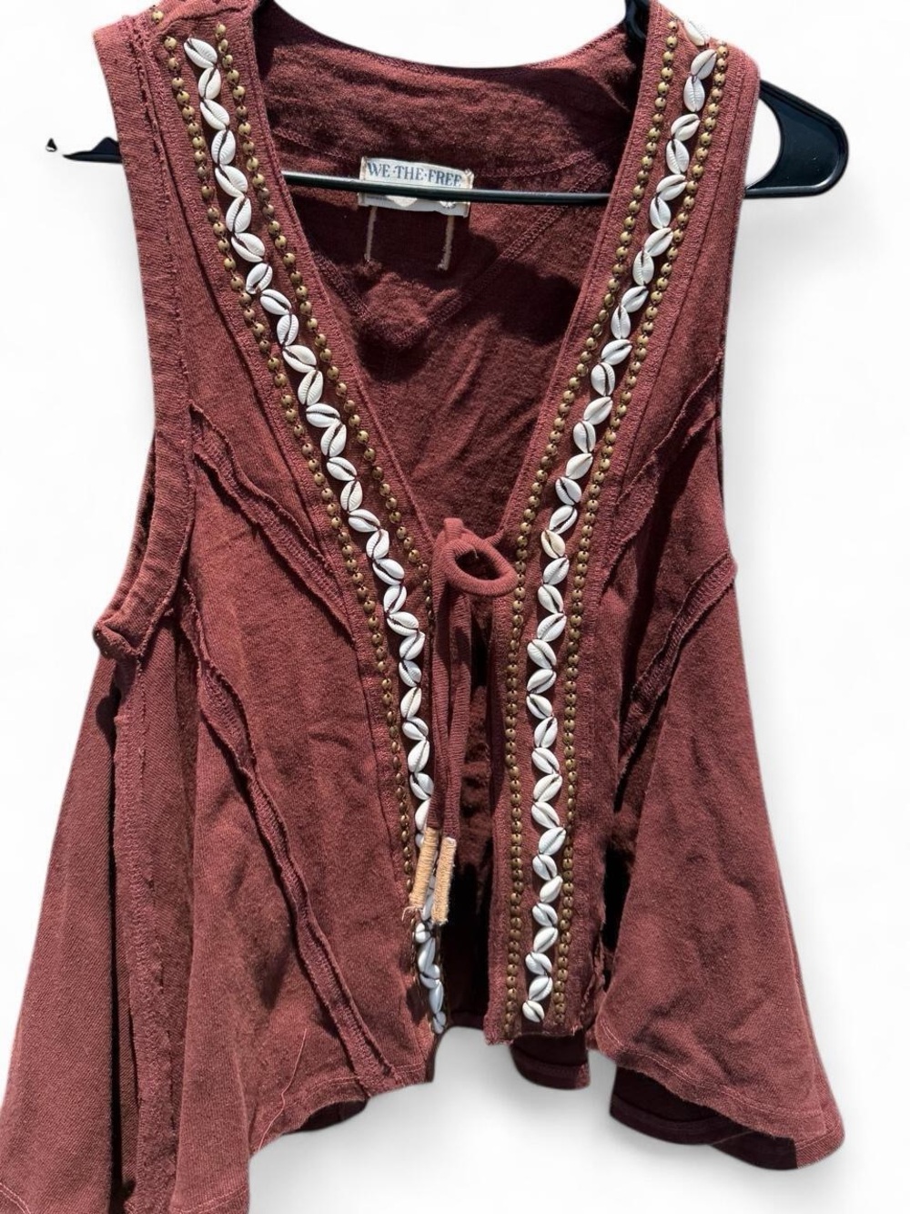 Free people shell embroidered vest statement summer blouse